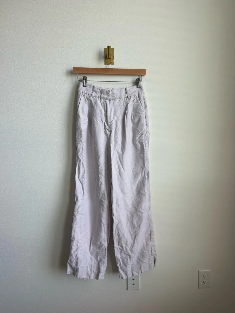 Aritzia Wilfred The Effortless Pant London Grey Linen Lyocell Wide Leg Size 4
